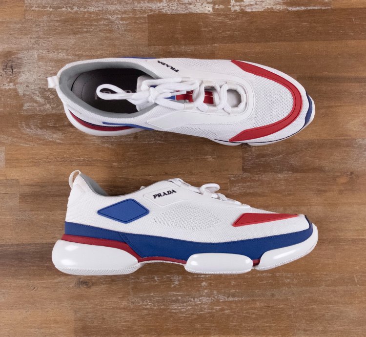 765 Prada White Red Blue Cloudbust Sneakers 11 Us 44 Eu
