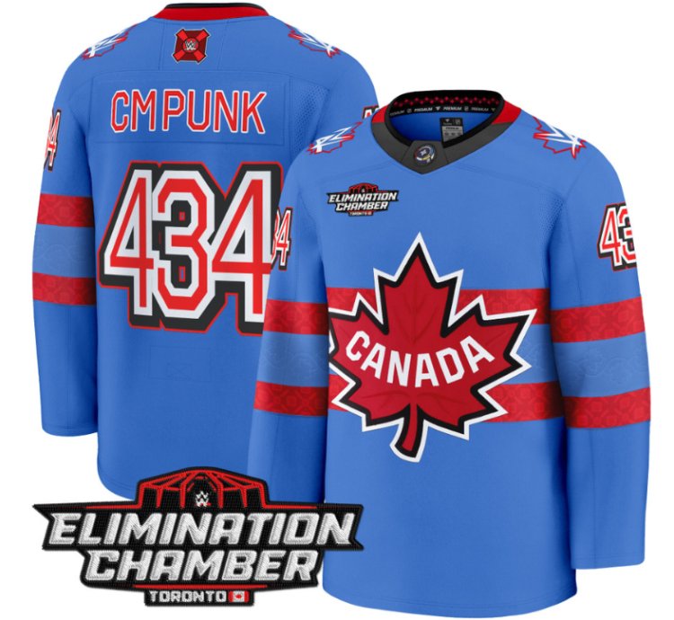 Men Cm Punk Jersey 434 Elimination Chamber Toronto 2025 Premium Stitched Royal