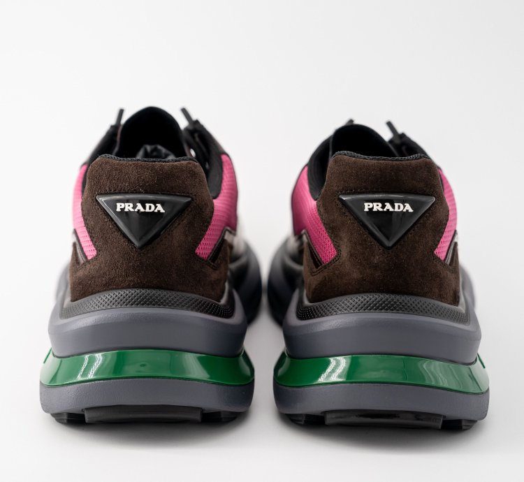 8 5 9 5us Prada Systeme Leather Sneakers Suede Burgundy Pink