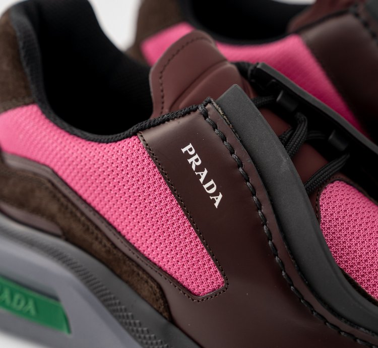 8 5 9 5us Prada Systeme Leather Sneakers Suede Burgundy Pink