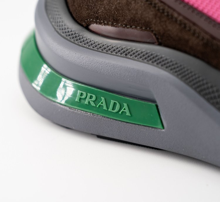 8 5 9 5us Prada Systeme Leather Sneakers Suede Burgundy Pink