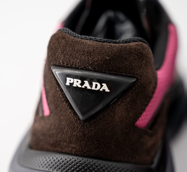 8 5 9 5us Prada Systeme Leather Sneakers Suede Burgundy Pink