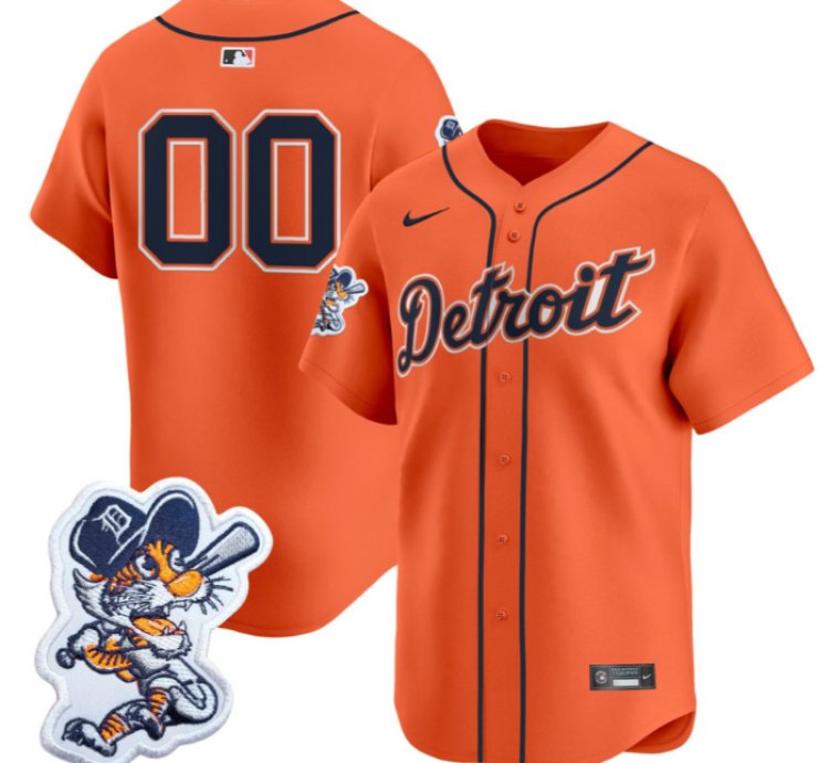 Custom Detroit Tigers Jersey Name Number Paws Patch Vapor Premier Limited Stitched Orange