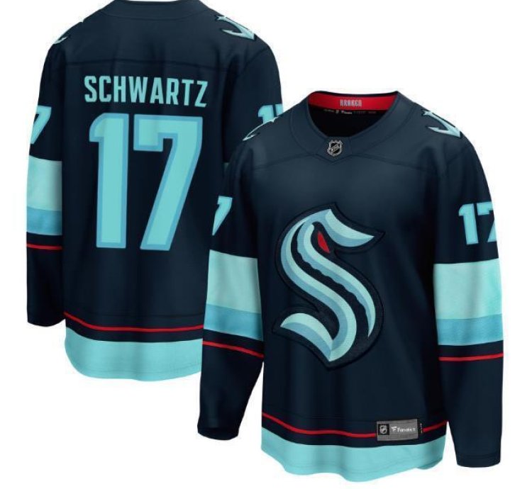 Mens Jaden Schwartz Jersey 17 Seattle Kraken Navy All Stitched