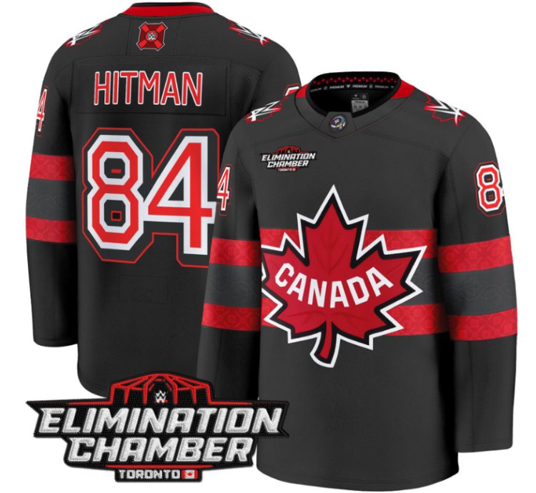 Men The Hitman Jersey 84 Elimination Chamber Toronto 2025 Stitched Black
