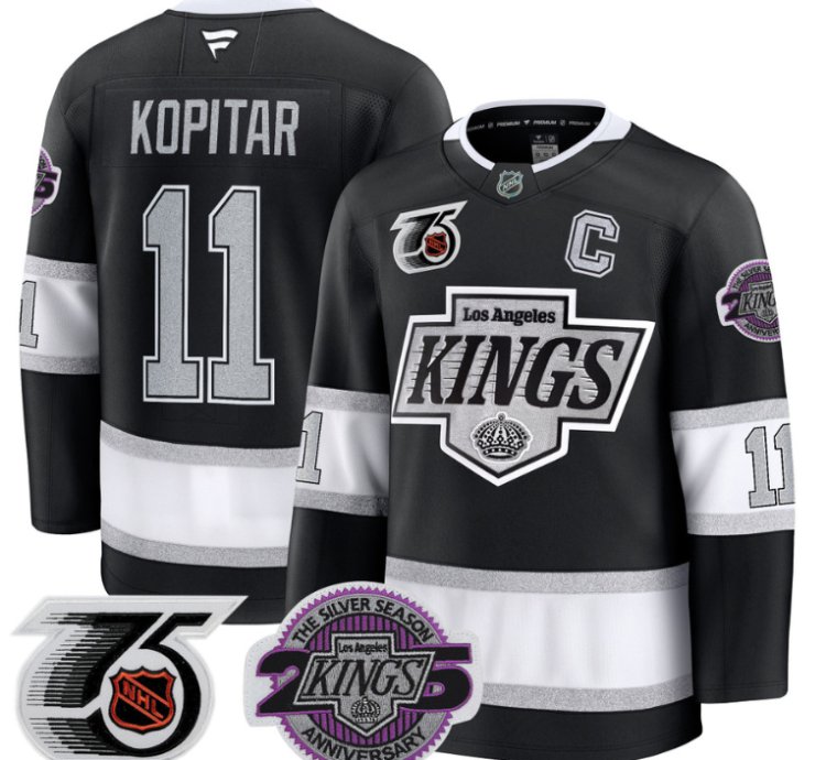 Men Anze Kopitar Jersey 11 Los Angeles Kings 91-92 75th 25th Anniversary Black