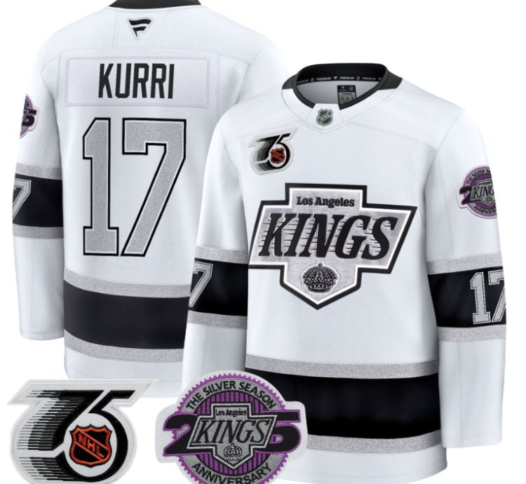 Men Jari Kurri Jersey 17 Los Angeles Kings 91-92 75th 25th Anniversary White