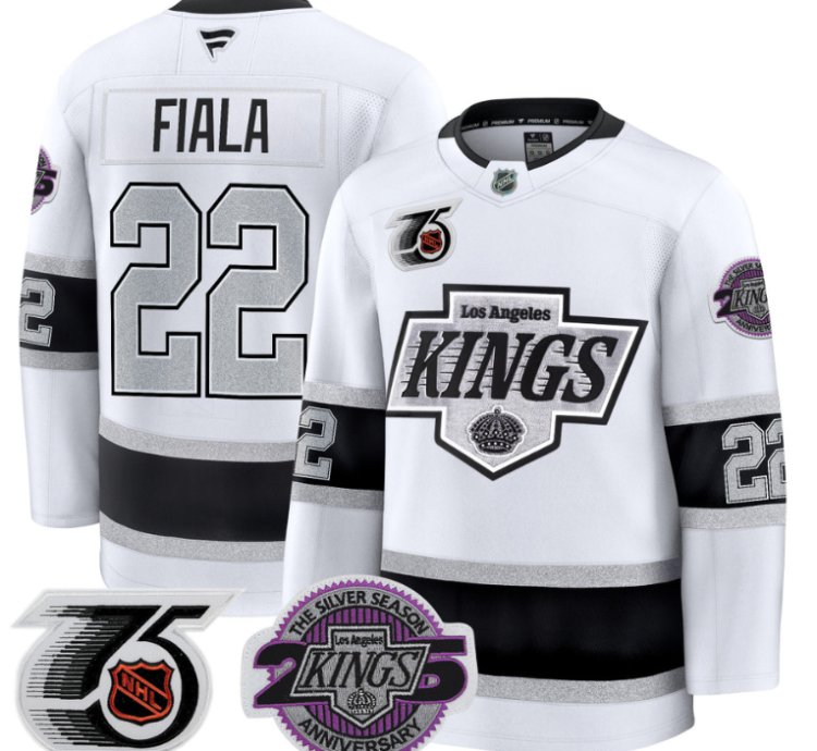 Men Kevin Fiala Jersey 22 Los Angeles Kings 91-92 75th 25th Anniversary White