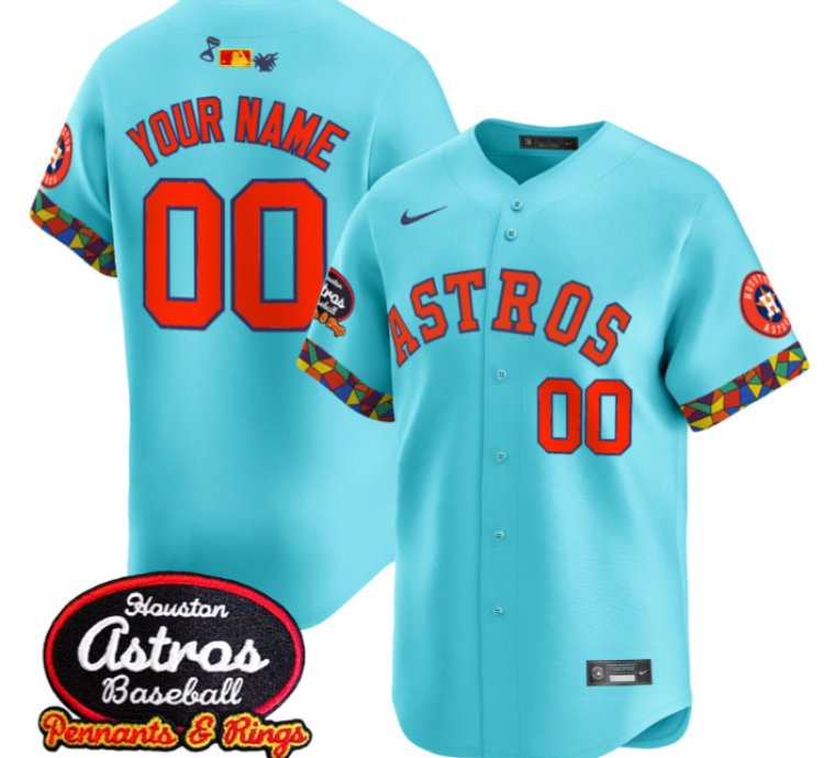 Custom Houston Astros Jersey El Tiempo Cantina Vapor Premier Limited Stitched Teal