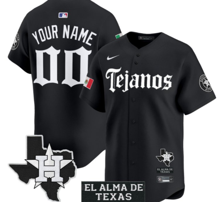 Custom Houston Astros Jersey Mexico Tejano Barrio Style Vapor Premier Limited Stitched Black