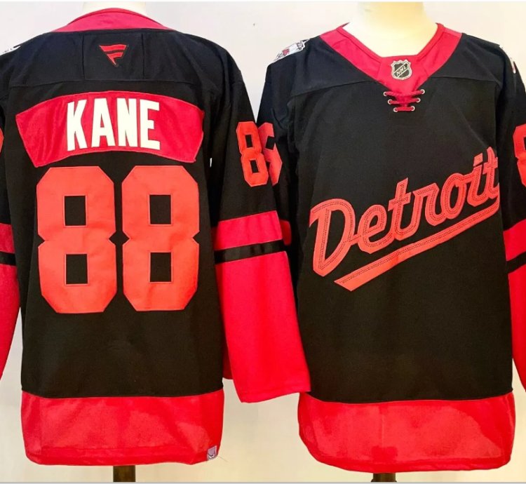 Patrick Kane Jersey 88 Detroit Red Wings 2025 Stadium Series Stitched Black