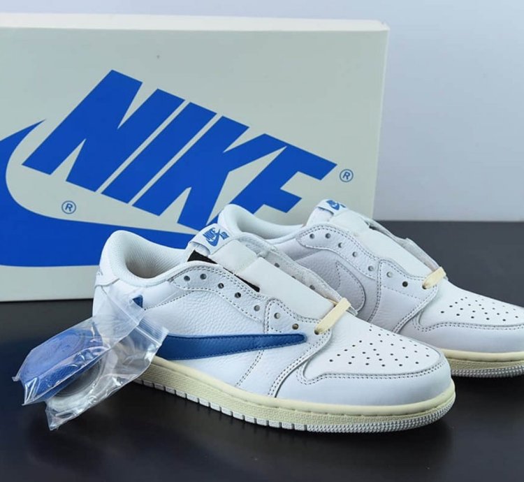 Fragment Design X Travis Scott X Air Jordan 1 Retro Low White Royal Blue