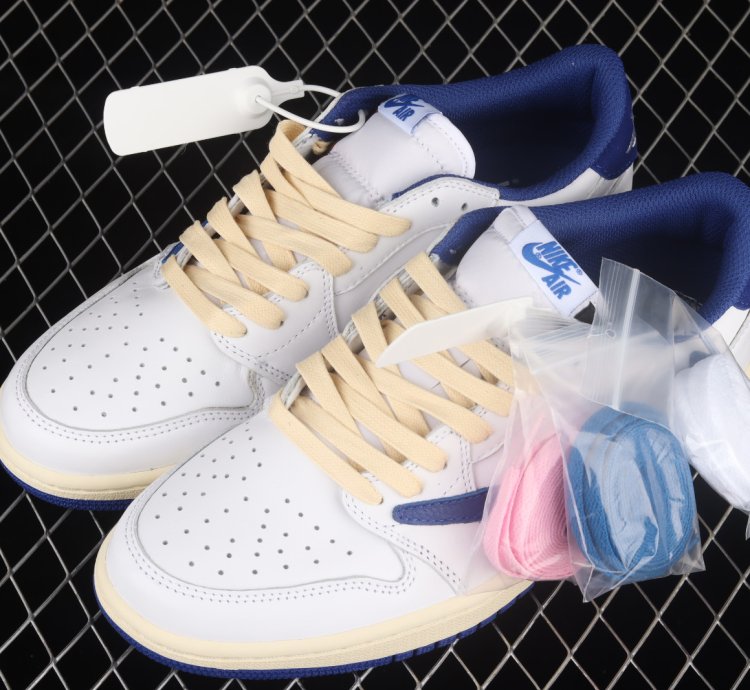 Fragment Design X Travis Scott X Air Jordan 1 Retro Low White Royal Blue
