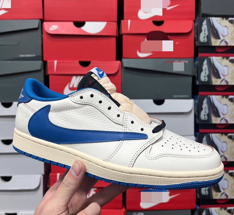 Fragment Design X Travis Scott X Air Jordan 1 Retro Low White Royal Blue