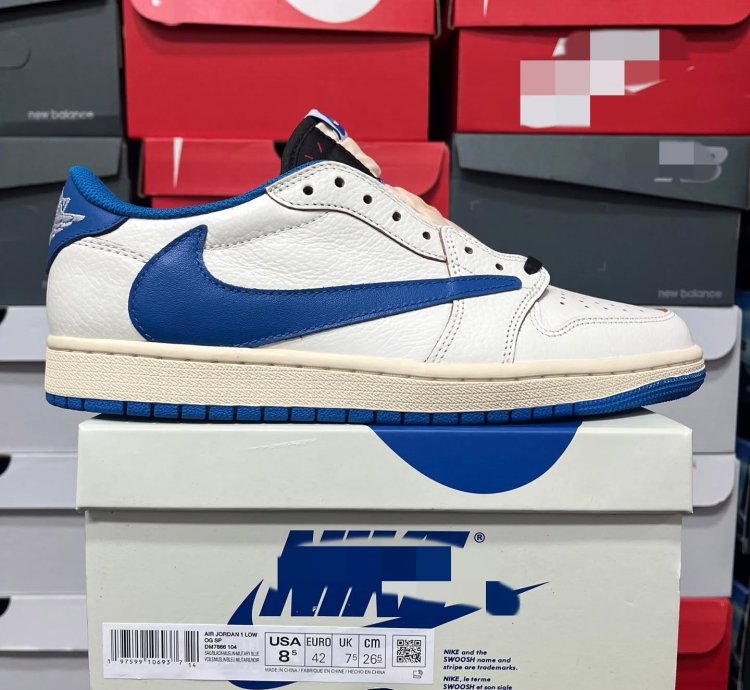 Fragment Design X Travis Scott X Air Jordan 1 Retro Low White Royal Blue