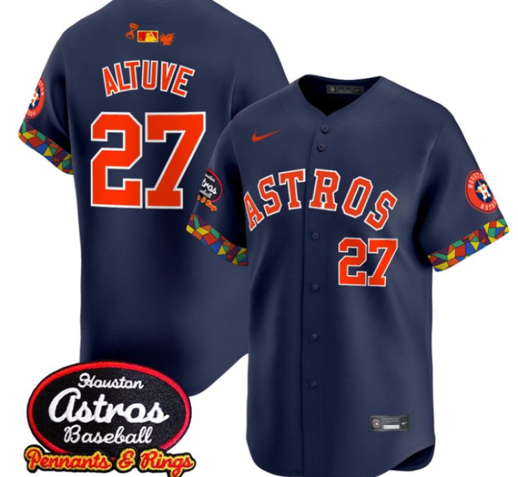 José Altuve Jersey 27 Houston Astros X El Tiempo Cantina Vapor Premier Limited Stitched Navy