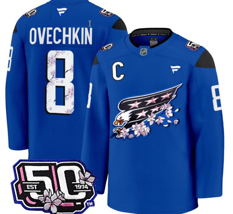 Men Alex Ovechkin Jersey 8 Washington Capitals 50th Anniversary Cherry Blossom