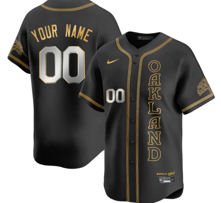 Custom Oakland Athletics Jersey Name Number City Connect Concept Stitched Black Gold