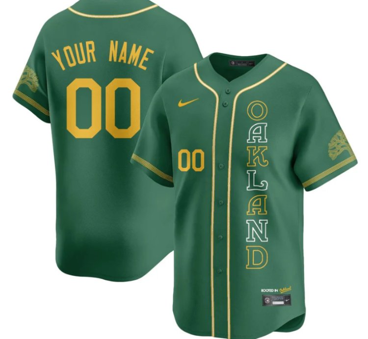 Custom Oakland Athletics Jersey Name Number City Connect Concept Stitched Green