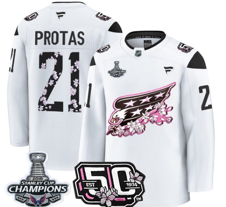 Aliaksei Protas Jersey 21 Washington Capitals 50th 2018 Stanley Cup Champions Patch White