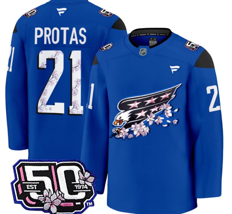 Men Aliaksei Protas Jersey 21 Washington Capitals 50th Stitched Cherry Blossom