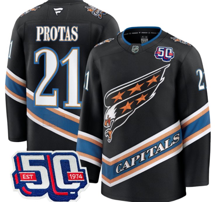 Men Aliaksei Protas Jersey 21 Washington Capitals Eagle 50th Anniversary Black