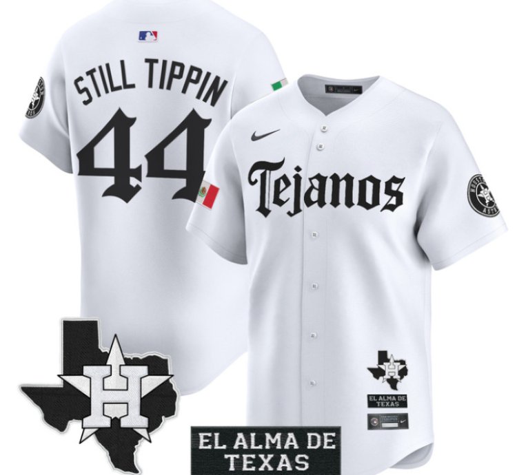 Still Tippin Jersey 44 Houston Astros Mexico Tejano Barrio Style Vapor Limited Stitched White
