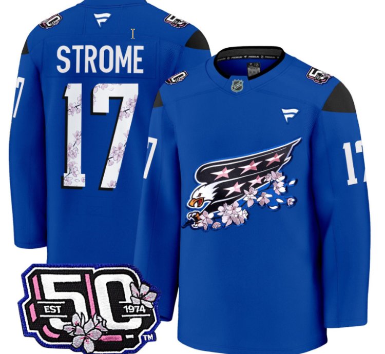 Men Dylan Strome Jersey 17 Washington Capitals 50th Anniversary Cherry Blossom