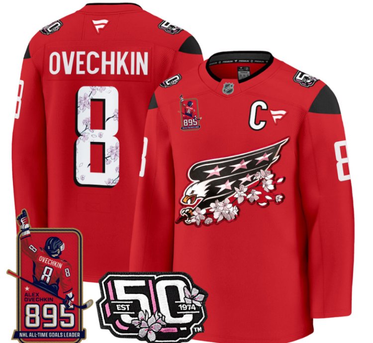 Ovechkin Jersey 8 Washington Capitals All-time Leading Goals Leader Patch Red