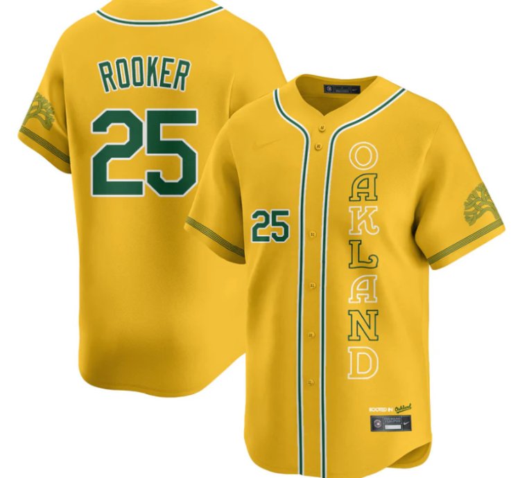 Brent Rooker Jersey 25 Oakland Athletics City Connect Concept Stitched Yellow