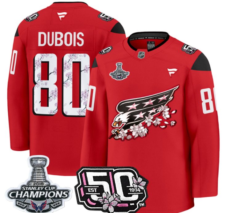 Pierre-luc Dubois Jersey 80 Washington Capitals 50th 2018 Stanley Cup Champions Patch Red