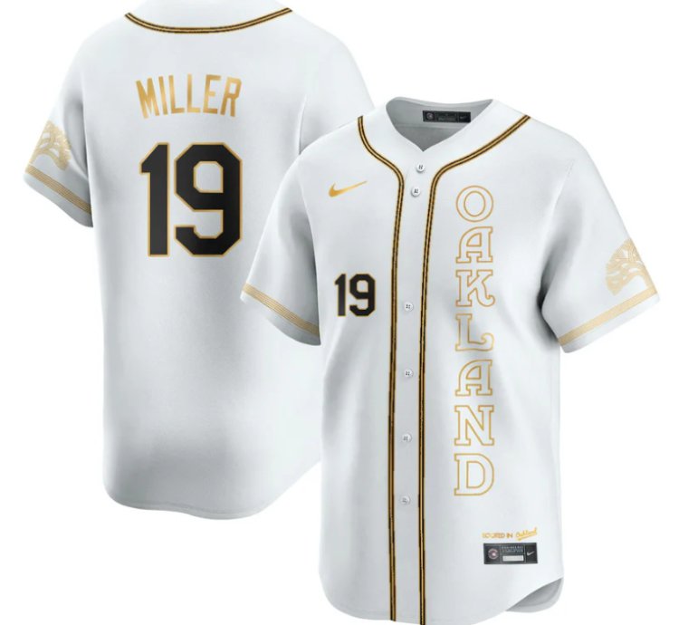 Mason Miller Jersey 19 Oakland Athletics City Connect Concept Stitched White Gold