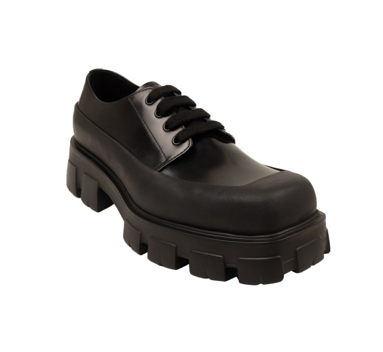 Black Brushed Leather Derby Shoes Size 9 42