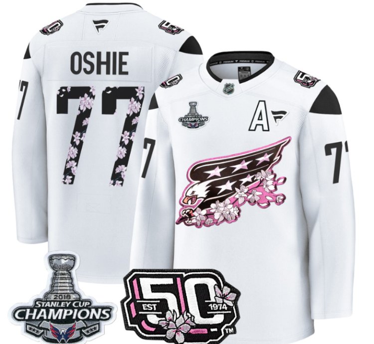 Tj Oshie Jersey 77 Washington Capitals 50th 2018 Stanley Cup Champions Patch White