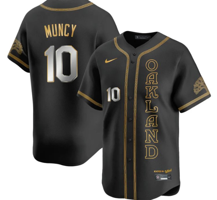 Max Muncy Jersey 10 Oakland Athletics City Connect Concept Stitched Black Gold