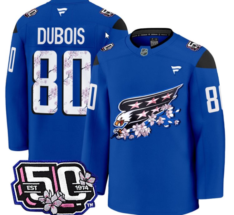 Men Pierre Dubois Jersey 80 Washington Capitals 50th Stitched Cherry Blossom