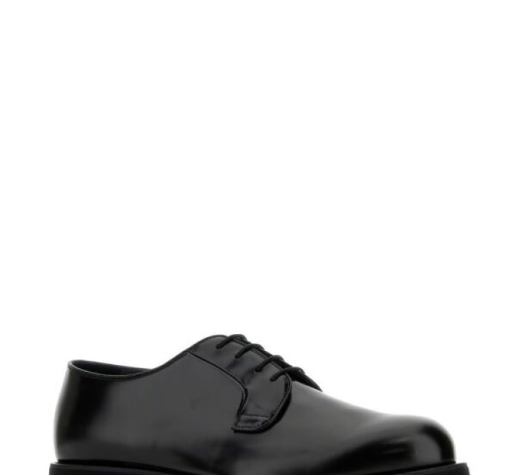 Black Leather Lace-up Shoes