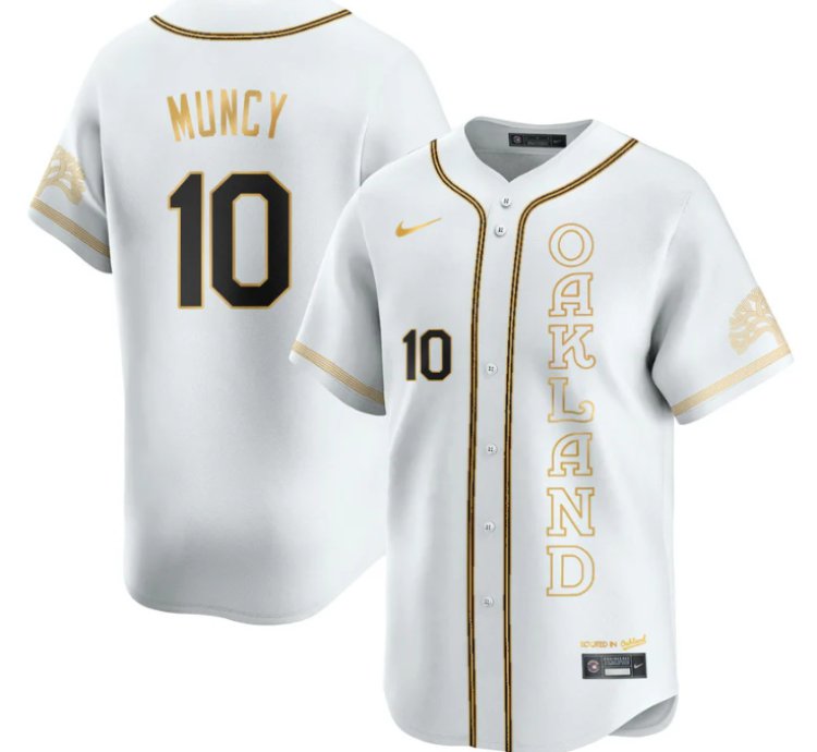 Max Muncy Jersey 10 Oakland Athletics City Connect Concept Stitched White Gold