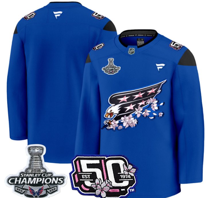 Team Jersey Washington Capitals 50th 2018 Stanley Cup Champions Patch Stitched Royal