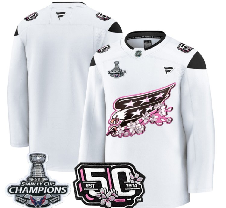 Team Jersey Washington Capitals 50th 2018 Stanley Cup Champions Patch Stitched White