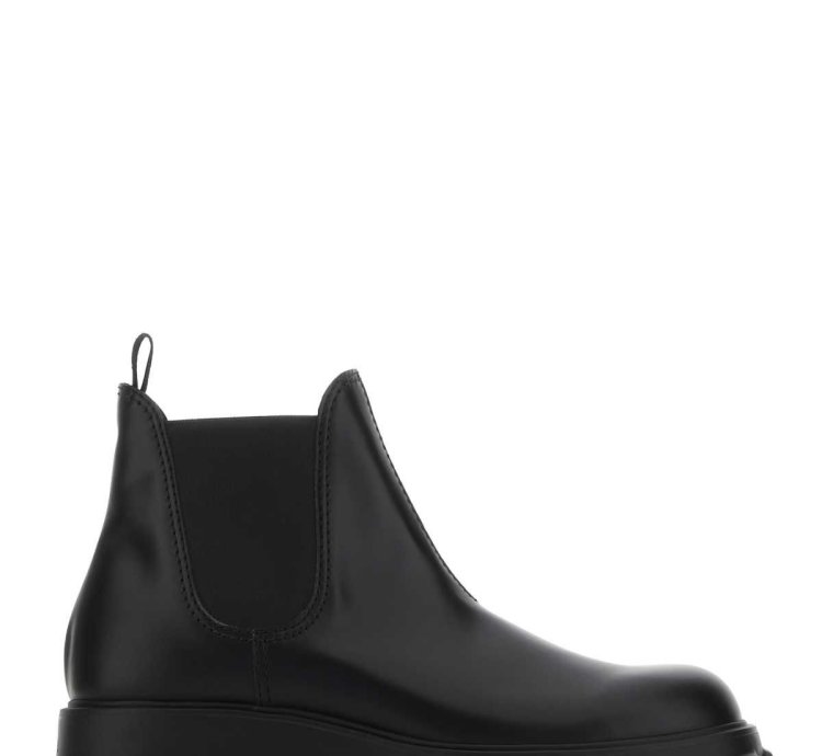 Black Leather Monolith Ankle Boots