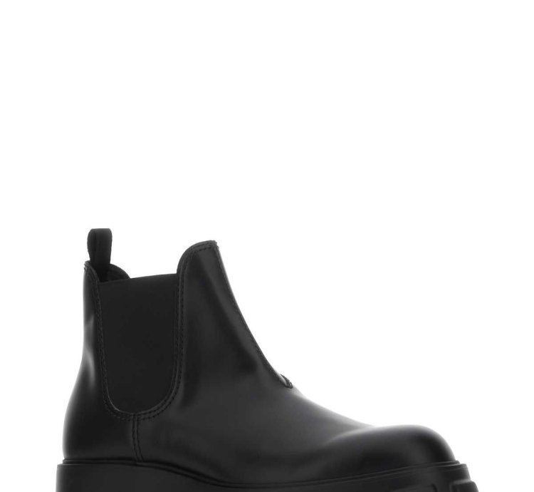 Black Leather Monolith Ankle Boots