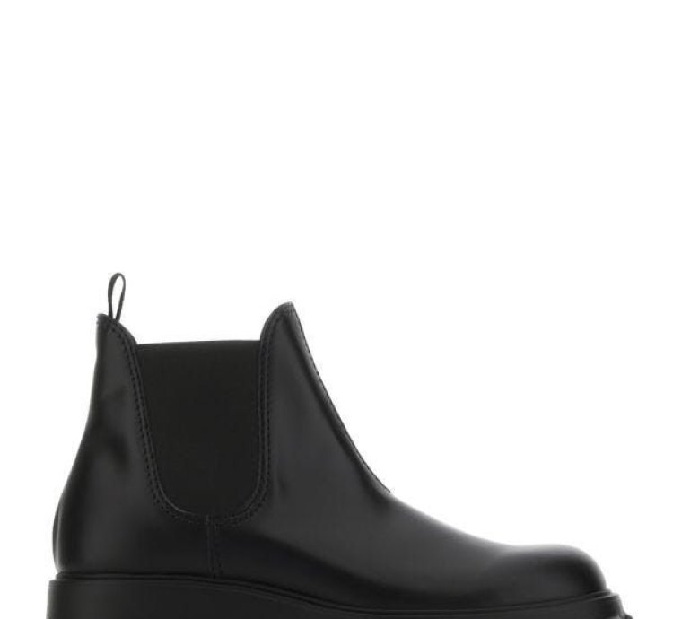 Black Leather Monolith Ankle Boots