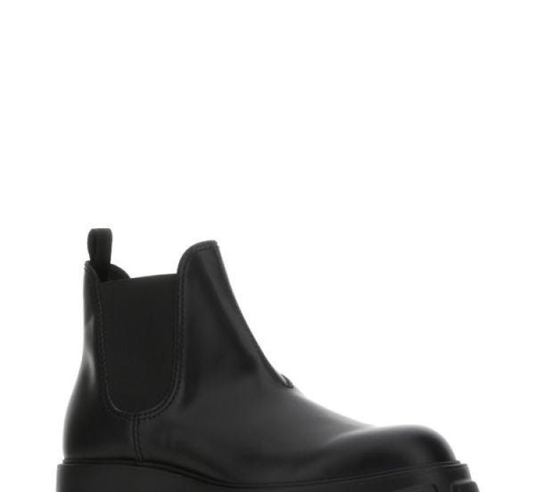 Black Leather Monolith Ankle Boots
