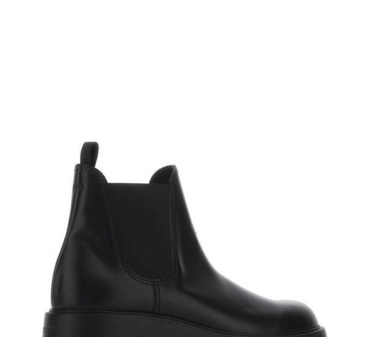 Black Leather Monolith Ankle Boots