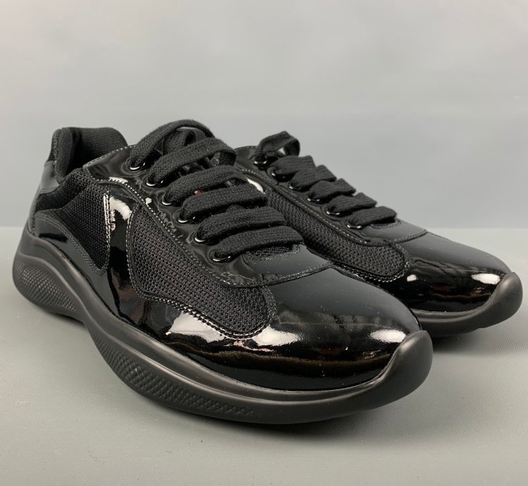 Black Mixed Materials Mesh Low Top Sneakers