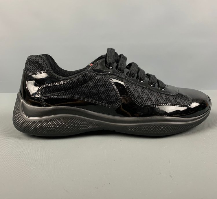 Black Mixed Materials Mesh Low Top Sneakers