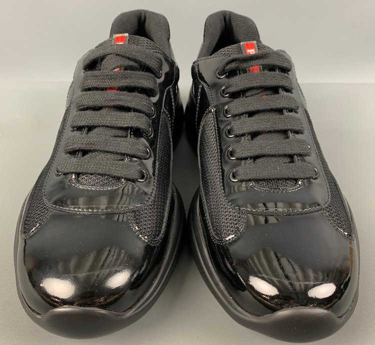 Black Mixed Materials Mesh Low Top Sneakers