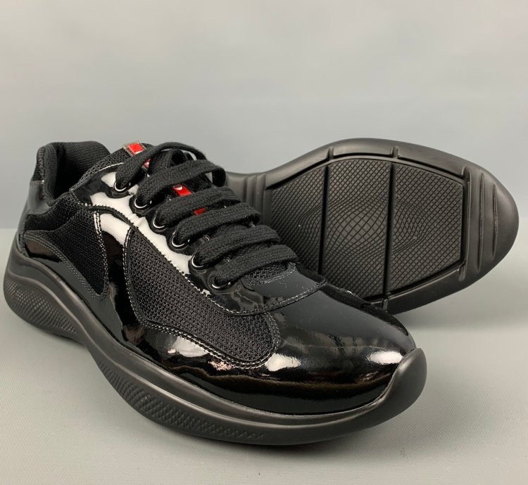 Black Mixed Materials Mesh Low Top Sneakers