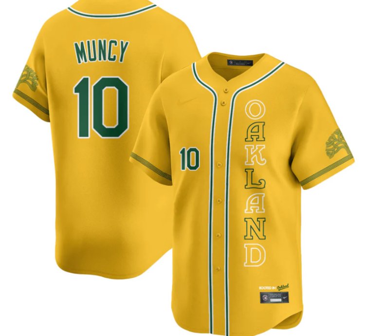 Max Muncy Jersey 10 Oakland Athletics City Connect Concept Stitched Yellow